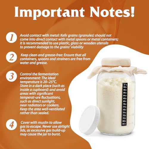 Kefir Starter Kit, 64oz Mason Fermentation Jar with 2 Kefir Strainers, kombucha starter kit with wooden spoon.Complete DIY Kefir for Home Brewing