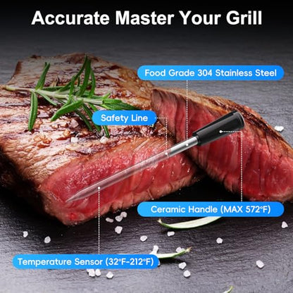 Newise Wireless Bluetooth Meat Thermometer - 2 Probes & Smart App | Digital Food Thermometer for Cooking, Smoker, BBQ, Girll, Gifts for Men Husband Dad - size: 2 Probes