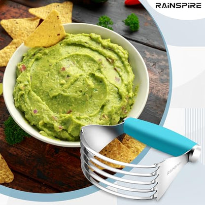 Rainspire XL Pastry Cutter For Baking, Heavy Duty Pastry Blender Stainless Steel, Thick Sharp Blades Dough Blender, Dough Cutter Butter Cutter Pastry for Easy Mixing, Dishwasher Safe, Blue - color: Blue