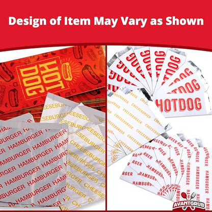 Retro, Grease-Proof Food Wrapper 75 Combo Pack. 25 Each Hamburger, Cheeseburger and Hot Dog Sturdy Bags. Heat Proof, Restaurant Grade, Allergen Friendly BBQ Foil Paper Supply for Themed Party Event