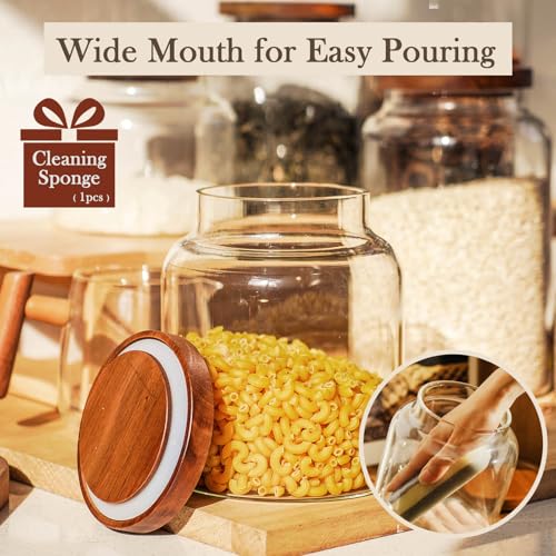 Labina Glass Storage Container Airtight Food Jars Kitchen Canister with Wood Lids, 60 Oz Wide Mouth Pantry Organization Glass Jar for Flour, Sugar, Cookie, Spagetti, Nuts and Candy - size: B3: 60 Oz 1 pcs