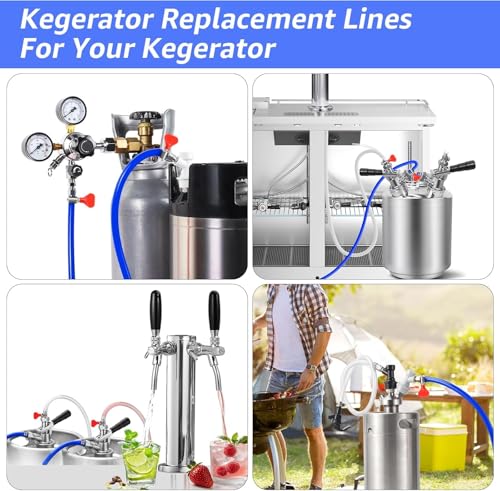 10FT Kegerator CO2 Gas Line, 5/16" ID Keg Gas Line Blue Kegerator Lines Keg Keg Co2 Line Beer Gas Line with Hose Clamps for Draft Beer Home Brewing - size: 10FT