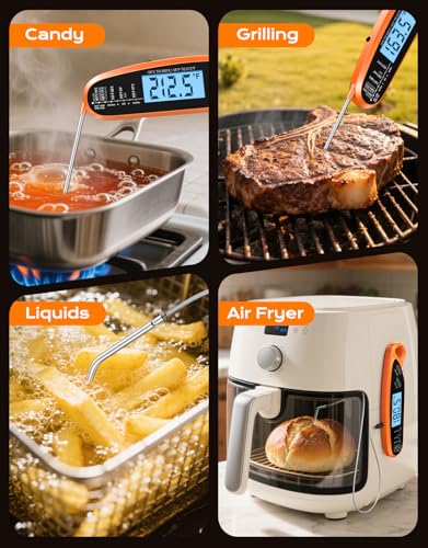 Digital Meat Thermometer for Cooking with Dual Probe, Large Backlit & Calibration, Kitchen Food Thermometer for Candy, Oven, Grill, BBQ, Smoker, Oil Fry Instant Read Thermometers Gift for Dad