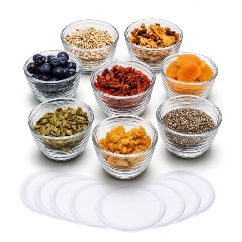 Libbey Small Glass Bowls, Glass Containers with Lids Set of 8 to Keep Leftovers Fresh, Meal Prepping and More, Dishwasher Safe Small Bowls for Dips - color: Small/w Lids 8
