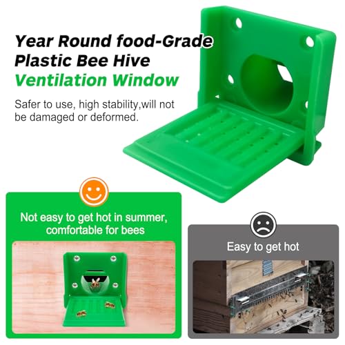 Bee Hive Entrance Reducer, 6 Pack Plastic Beehive Entrance Reducer,Green Square Beehive Travel Gate, Portable Bee Hive Mouse Guard, Bee Hive Ventilation Window,Year Around Beekeeping Supplies Tools - color: Green-6pcs
