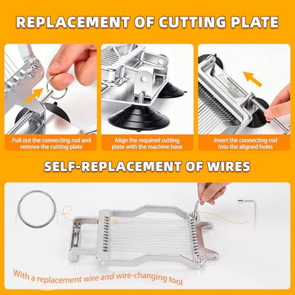Anatole Commercial Cheese Slicer Butter Cutter for Block Cheese Butter Squares with 1/5'' Interchangeable Cutting Plate Replaceable Stainless Steel Wire Home Restaurant Kitchen Cook Baking Tool