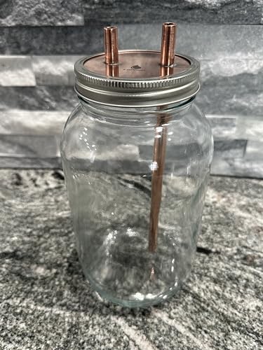 Copper Mason Jar Lid Insert for Wide Mouth Jars – Copper Tube Lid Assembly with Silicone Gasket & Band – DIY Infusion and Vapor Transfer Kit A17