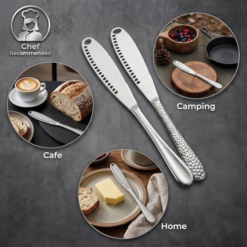 (2 pcs 3-in-1 Butter Spreader Knife - Stainless Steel Butter Knife for Butter & Cheese