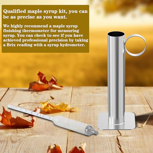 Maple Syrup Hydrometer Test Cup Kit, Stainless Steel Syrup Tester | Measures Sugar Content Accurate Reading Easy to Use Maple Syrup Supplies with Cleaning Brush