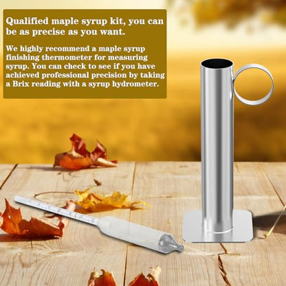 Maple Syrup Hydrometer Test Cup Kit, Stainless Steel Syrup Tester | Measures Sugar Content Accurate Reading Easy to Use Maple Syrup Supplies with Cleaning Brush