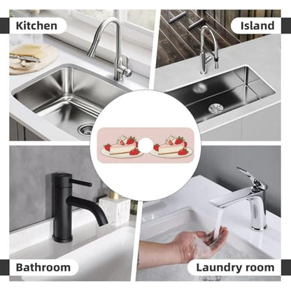 Sink Faucet Mat Strawberry Cheesecake Kitchen Splash Guard Absorbent Bathroom Sink Mat Around Faucet 15" x 5.5" Drying Mats Stone Draining Mat