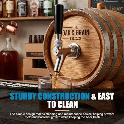 Upgraded Draft Beer Faucet Keg Tap, Commercial Grade 304 Stainless Steel Kegerator Faucet, Leak-Proof Beer Dispenser Tap Fits American Beer Shanks & Towers for Homebrew