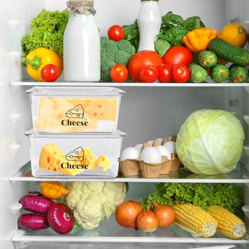 Cheese Container Airtight with Draining Basket Cream Cheese Sliced Cheeses Box with Lid Saver for Fridge Cheeses Keeper Cream Block Shredded Storage Box Saver (Clear - 2 Pack) - color: Clear - 2 Pack