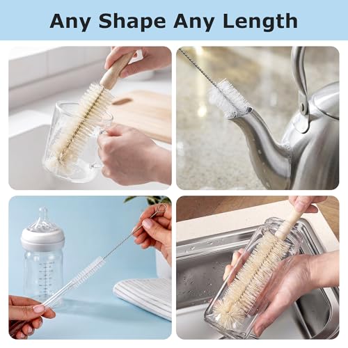 SIMPOR Bottle Cleaning Brush Set - 11Pcs Long Handle Straw Cleaner for Water Bottle, Reusable Pipe Cleaning Brush for Sippy Cup, Drinking Straw, Narrow Neck Bottles, Kettle Spout, Pipes, Tubes