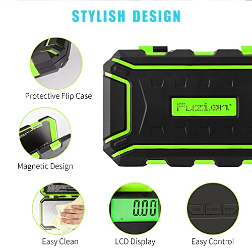 Fuzion Digital Pocket Scale, 200g x 0.01g Gram Scale, Mini Scale 6 Units Jewelry Scale with LCD Display, Tare Function, 50g Cal Weight - color: Green, size: 200/0.01g