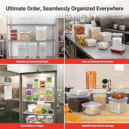 2 Pack Airtight Commercial Food Storage Container Set, Includes 2 QT & 4 QT Clear Containers, Stackable, Gold Scale Markings for Coffee Beans, Sugar and Dry Ingredients, Shallow Model - size: 2.0(QT)+4.0(QT)-Shallow