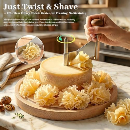 Girolle Cheese Curler with Hole Punch & Tweezers - Natural Beech Wood Cheese Shaver for Tete de Moine, Parmesan & Chocolate - Cheese Flower Cutter for Charcuterie Board Accessories & Gifts