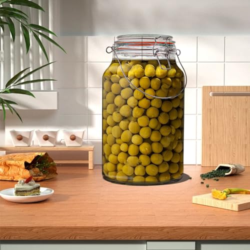 1 Gallon Glass Jar with Lids,2 Pack Large Glass Jars with Airtight lid,Super Wide Mouth Mason Jars for Storage,Fermenting,Canning,Pickling - color: 128oz