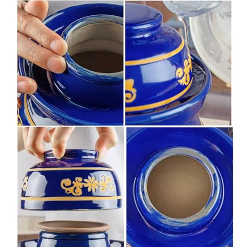 Large Ceramic Pickle Jar with Lids, Blue Traditional Chinese Porcelain Pickle Jar,Ceramic Fermentation Crock with Water Seal Airlock Lid,Sauerkraut Crock for Picklin 2kg (5kg - size: 5kg