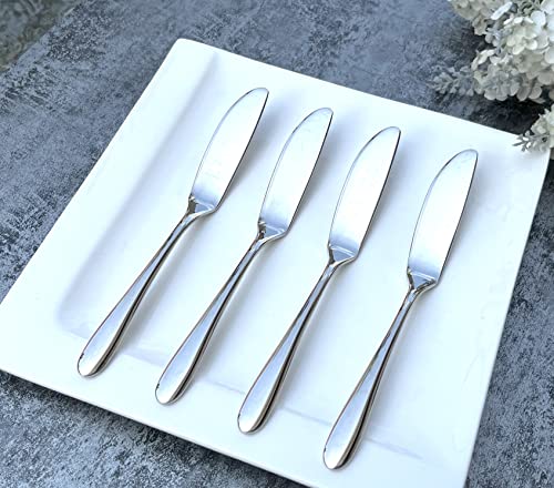 4 Pieces Set Butter knife, Pate Knife Cheese Spreader, Strong Heavy, Food Safety Material Stainless Steel 18/10, SUS 304# Strong thick handle (Silver) - color: Silver