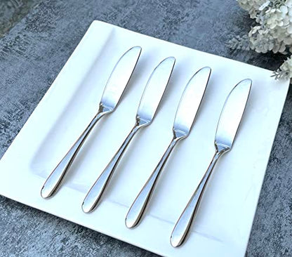 4 Pieces Set Butter knife, Pate Knife Cheese Spreader, Strong Heavy, Food Safety Material Stainless Steel 18/10, SUS 304# Strong thick handle (Silver) - color: Silver