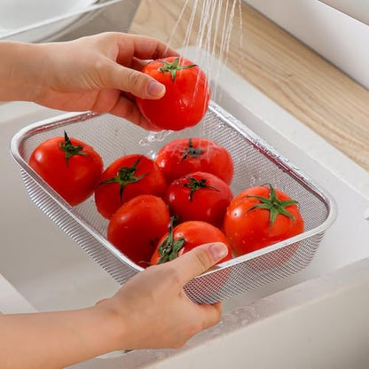 18/8 Stainless Steel Fine Mesh Strainer Basket with Feet, Rectangular Colander for Vegetables, Fruits, Pasta, Noodles – Rustproof, Durable & Easy to Clean (7.48 inch) - color: Sleek Square, size: 7.48 inch