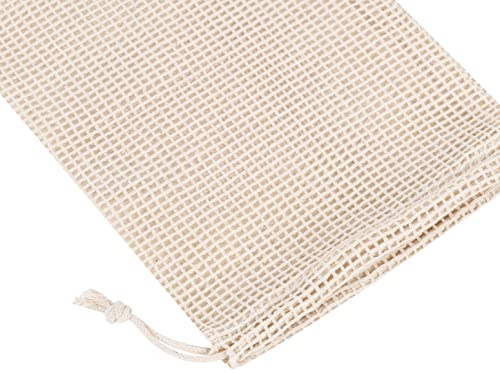 PALTERWEAR 100 Percent Natural Cotton Double Drawstring Mesh Bag For Herbs, Nuts, Spices (5 x 7 Inch - Set of 5) - size: 5 x 7 Inch - Set of 5