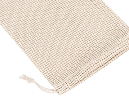 PALTERWEAR 100 Percent Natural Cotton Double Drawstring Mesh Bag For Herbs, Nuts, Spices (5 x 7 Inch - Set of 5) - size: 5 x 7 Inch - Set of 5