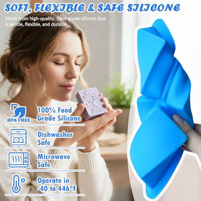 HKNMTT Silicone Square Rectangle Bar Molds Leaf Flower Pattern, 8 Cavities for Candy Soap Making Shower Steamer Homemade Bath Lotion Shampoo Bar DIY Set Non-stick Craft Food Grade 2 Pack - style: Daisy Ginkgo Leaf - 2PCS