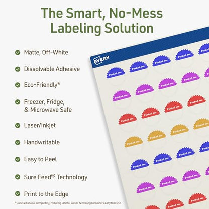 Avery Dissolvable Starburst Labels, Sure Feed Technology, 1", Matte White, Print-to-The-Edge, Laser/Inkjet Printable, 240 Labels Total - style: 240 labels