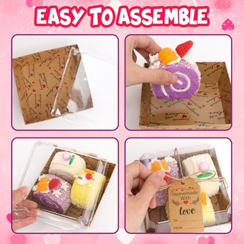 Fancy Land Small Charcuterie Boxes with Clear Lids Thank You, Kraft, 50 Pcs | Homemade With Love Treat, Disposable Paper, Heart Design,Summer Camping To Go Box