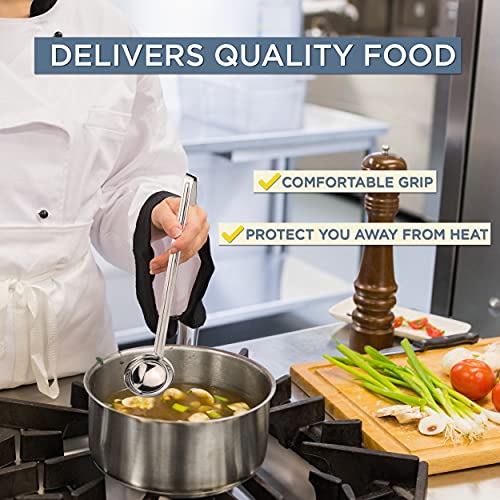 Fit Meal Prep Stainless Steel Soup Ladle - One-Piece Sauce Spatula with Hook Handles, Commercial Grade Serving Spoon, Kitchen Tool for Restaurant or Home Cooking, 13.75” Long - [Pack of 2] 4 Oz - size: 4 oz