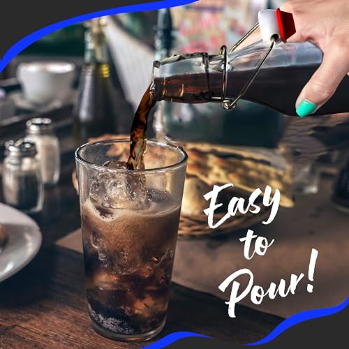 Nevlers 8.5 Oz Square Swing Top Glass Bottles with Stoppers 6 Pack | Flip Top Glass Bottle with Lid | Liquor Bottle Set w/ Funnel, Brush & Marker | Dressing & Homemade Vanilla Extract Bottles - style: Square - 6 Pack