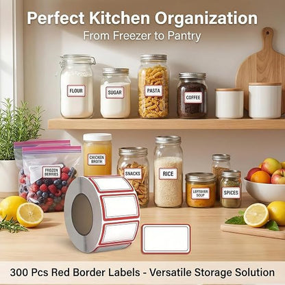 500 Removable Labels - No Residue, Reusable and Waterproof | Suitable for Food Storage Containers, Etc. (Red) - color: Red