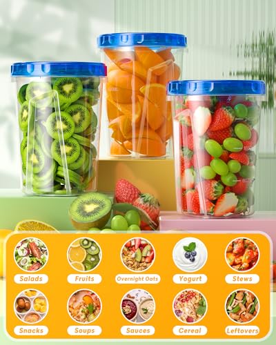 BiuLeon 6 Pack-34 oz Freezer Storage Containers, Plastic Food Storage Containers with Twist Top Lids, BPA Free and Reusable Soup Containers with Lids, Leakproof/Microwave/Dishwasher Safe - color: 6Pack-34oz