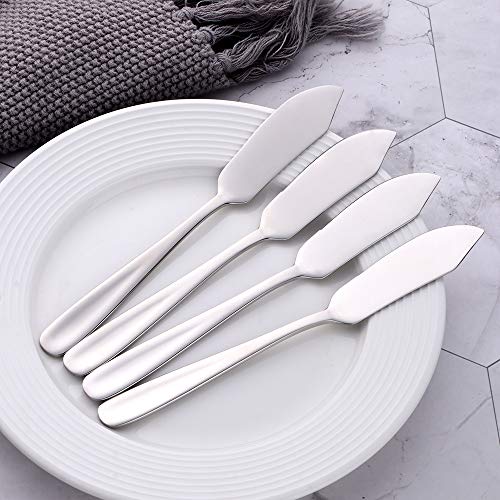 Stainless Steel 18/10 Cheese Desert Knives, Set of 4, Baikai Breakfast Butter Knife, Slicer Sandwich Spreader (Silver) - color: Silver