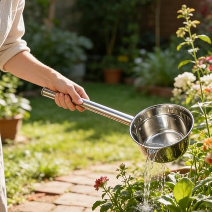Cabilock Long Handle Water Scoop Stainless Steel Water Ladle for Scooping Kitchen Scoop for Cleaning Vegetables and Fruits Ergonomic Grip 18.11 in 1 Pack - size: 46X16CM