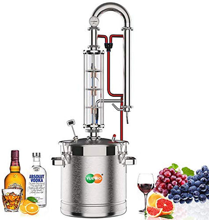 YUEWO 5.8Gal/22Litres Stainless Steel Still Wine Making Kit Water Distiller Home Brewing Kit for DIY Whisky Wine Brandy Gin Vodka Alcohol (Produce 92% ABV) - size: CT-5.8Gal 22Litres