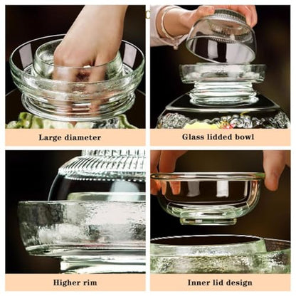 Auspicious Cloud Relief Pattern Pickle Jar, Traditional Fermentation Crock with Inner Cover, Thickened Glass Kimchi Tank, Egg/Carrot/Kohlrabi(2.5kg/88.2oz) - size: 2.5kg/88.2oz