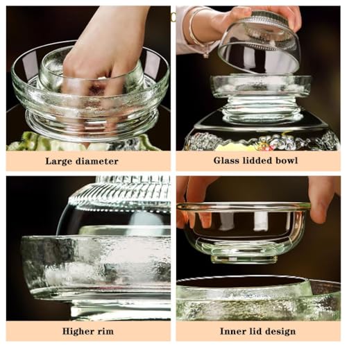 Auspicious Cloud Relief Pattern Pickle Jar, Traditional Fermentation Crock with Inner Cover, Thickened Glass Kimchi Tank, Egg/Carrot/Kohlrabi(7.5kg/264.6oz) - size: 7.5kg/264.6oz