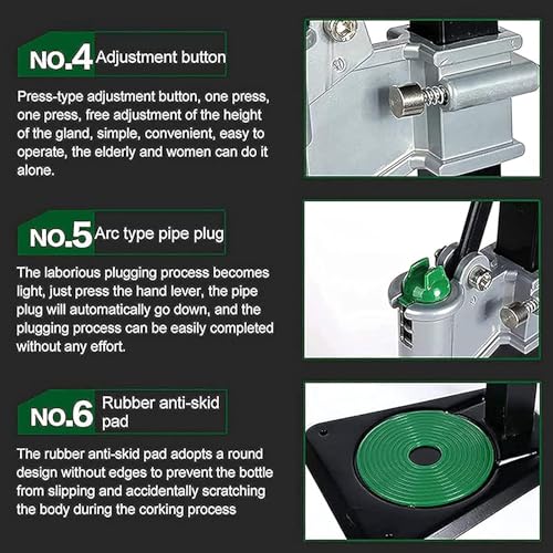 Manual Beer Bottle Capper Tool, Bench Bottle Cap Sealing Machine with Lever-Action Pressing Rod and Non-Slip Pad, Adjustable Height, 26mm Crown Capper for Home Brewing