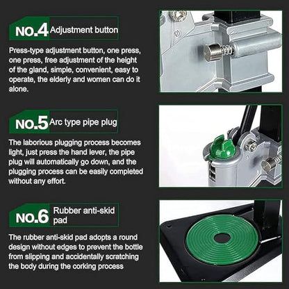 Manual Beer Bottle Capper Tool, Bench Bottle Cap Sealing Machine with Lever-Action Pressing Rod and Non-Slip Pad, Adjustable Height, 26mm Crown Capper for Home Brewing