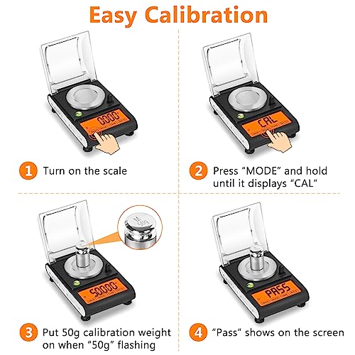 Fuzion Milligram Scale 50g/0.001g, Powder Scale with 9 Accessories | Includes Calibration Weights, Mg Scale for Powder, Supplement, Jewelry, Capsule Filling, Reloading - color: Black Orange
