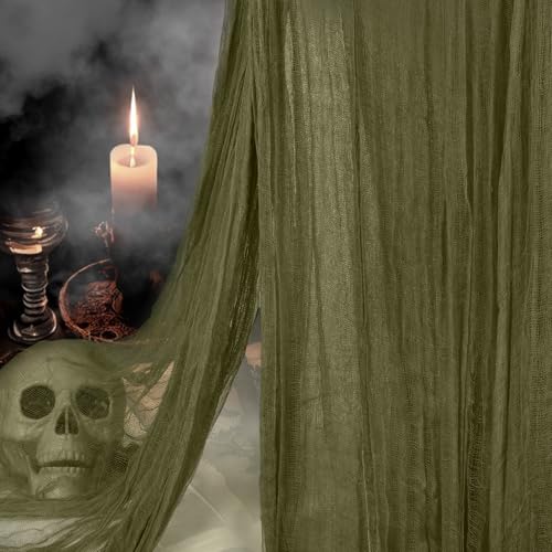 Vellibring 400" x 85" Halloween Creepy Cloth Decoration,Large Green Spooky Fabric Cloth Scary Gauze Cheesecloth for Haunted House Halloween Party Yard Wall Indoor Outdoor Decor - color: Green