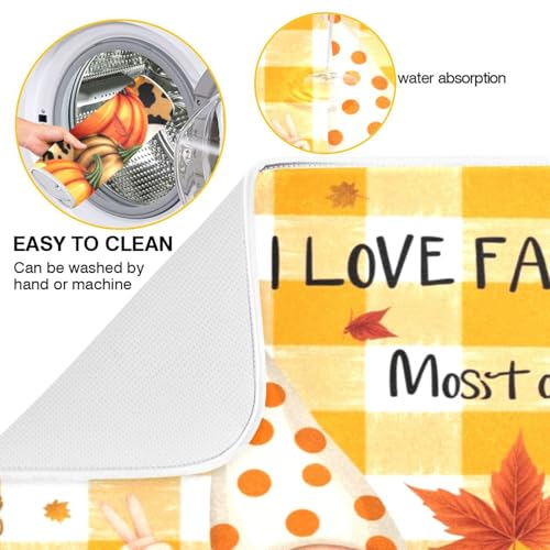Kcldeci Autumn Fall Gnome Dish Drying Mat Kitchen Drying Pad Sunflower Pumpkin Dish Draining Mat Dish Rack Drainer Pad 18 x 24 - color: A05, size: 18x24in
