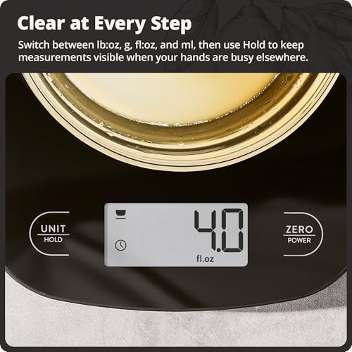 Greater Goods Food Scale – Digital Kitchen Scale, 1g Precision, Easy-Tare & Quick Conversion, Slim Compact Design, Durable & Portable | Ideal for Cooking, Baking & Meal Prep (Glass, Black) - color: Black Glass