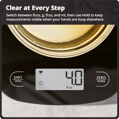 Greater Goods Food Scale – Digital Kitchen Scale, 1g Precision, Easy-Tare & Quick Conversion, Slim Compact Design, Durable & Portable | Ideal for Cooking, Baking & Meal Prep (Glass, Black) - color: Black Glass