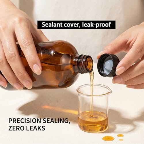 2pack 16oz amber Glass Bottles with Reusable Lids (2 Pack),Lab Bottles & Jars Reagent Bottles,Perfect Glass Containers for Secondary Fermentation,Storing condiment, Homemade Essential Oils (16 Ounce)