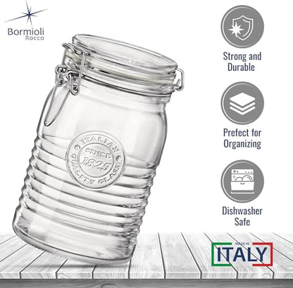 Bormioli Rocco Officina 1825 Clear Jar with Swing Top - Clear, Set of 3 - color: Officina Clear
