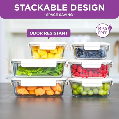 HOLDN’ STORAGE Vacuum Food Storage Containers, Set of 6 Glass Containers Mix & Electronic Pump - Keep Food Fresh Longer, BPA-Free Glass, Leak-Proof, Ideal for Meal Prep, Marinating - size: Set of 6 Mix: Electronic Pump